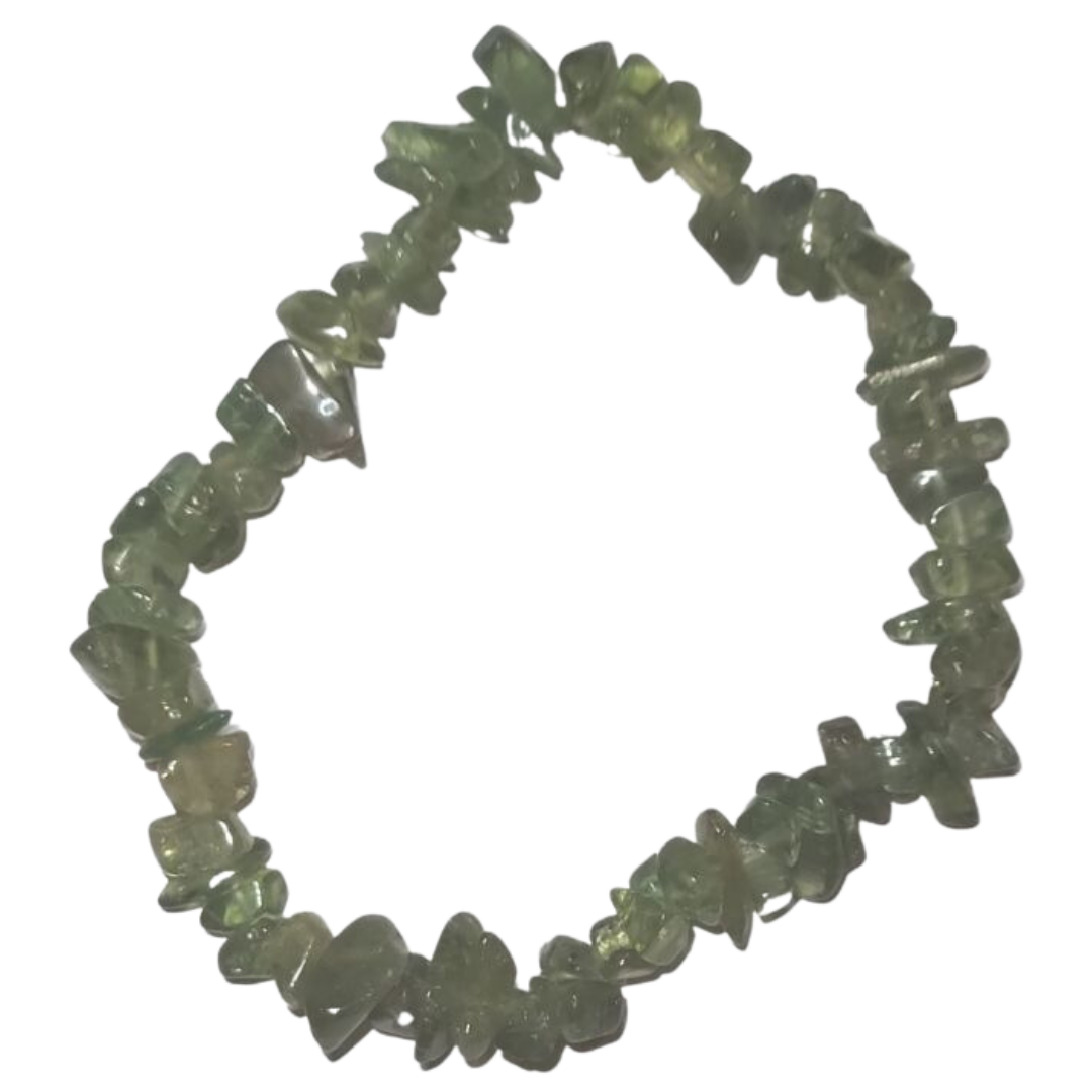 Green Apatite Raw Chip Stretch Crystal Bracelet